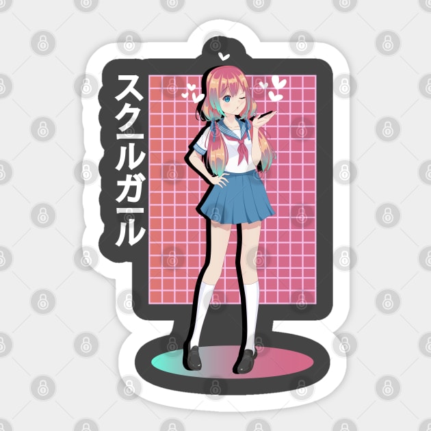 Kawaii Strawberry Girl 90s Japanese Otaku Stylish Aesthetic Sticker by Blink_Imprints10